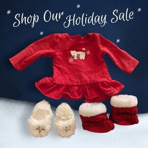 American Girl Polar Bear Red Sweater Star Knit Shoes Retired 2011 Holiday Xmas